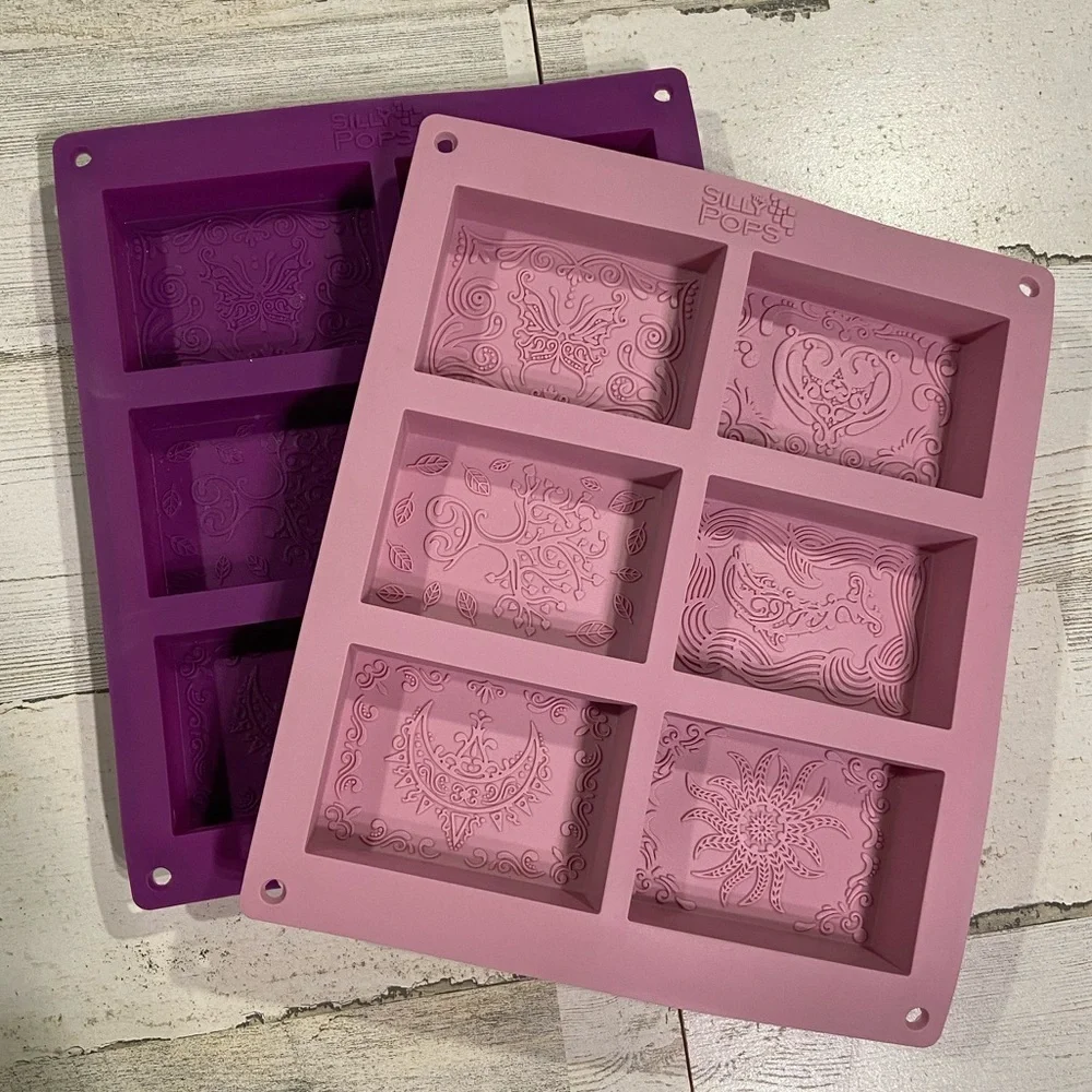 Silly Pops 2 Purple And Pink Rectangle Silicone Soap Molds